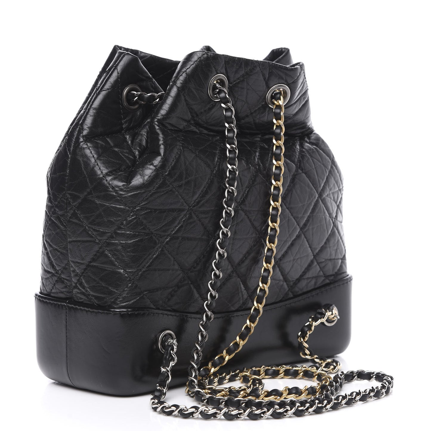 Aged Calfskin Quilted Small Gabrielle Backpack Black