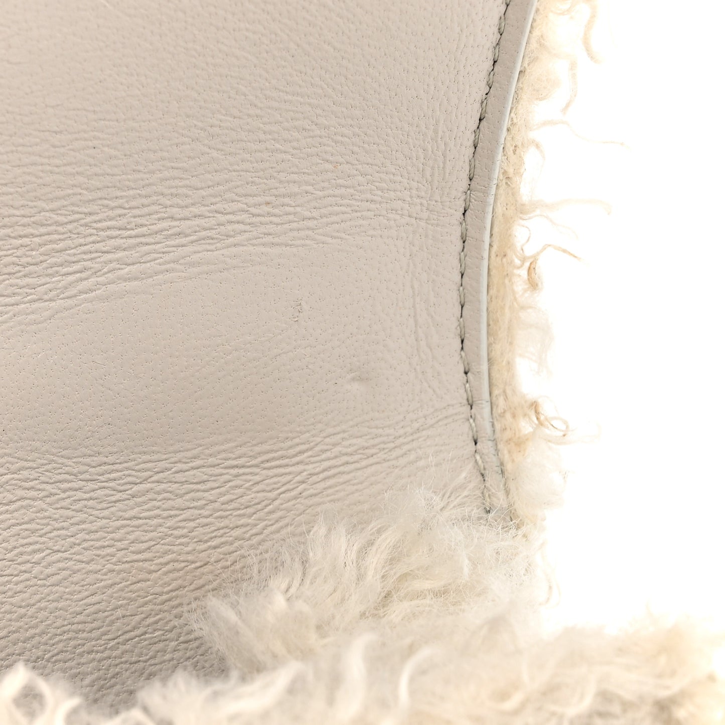 Faux Fur Fluffy Hourglass XS Top Handle Bag Beige