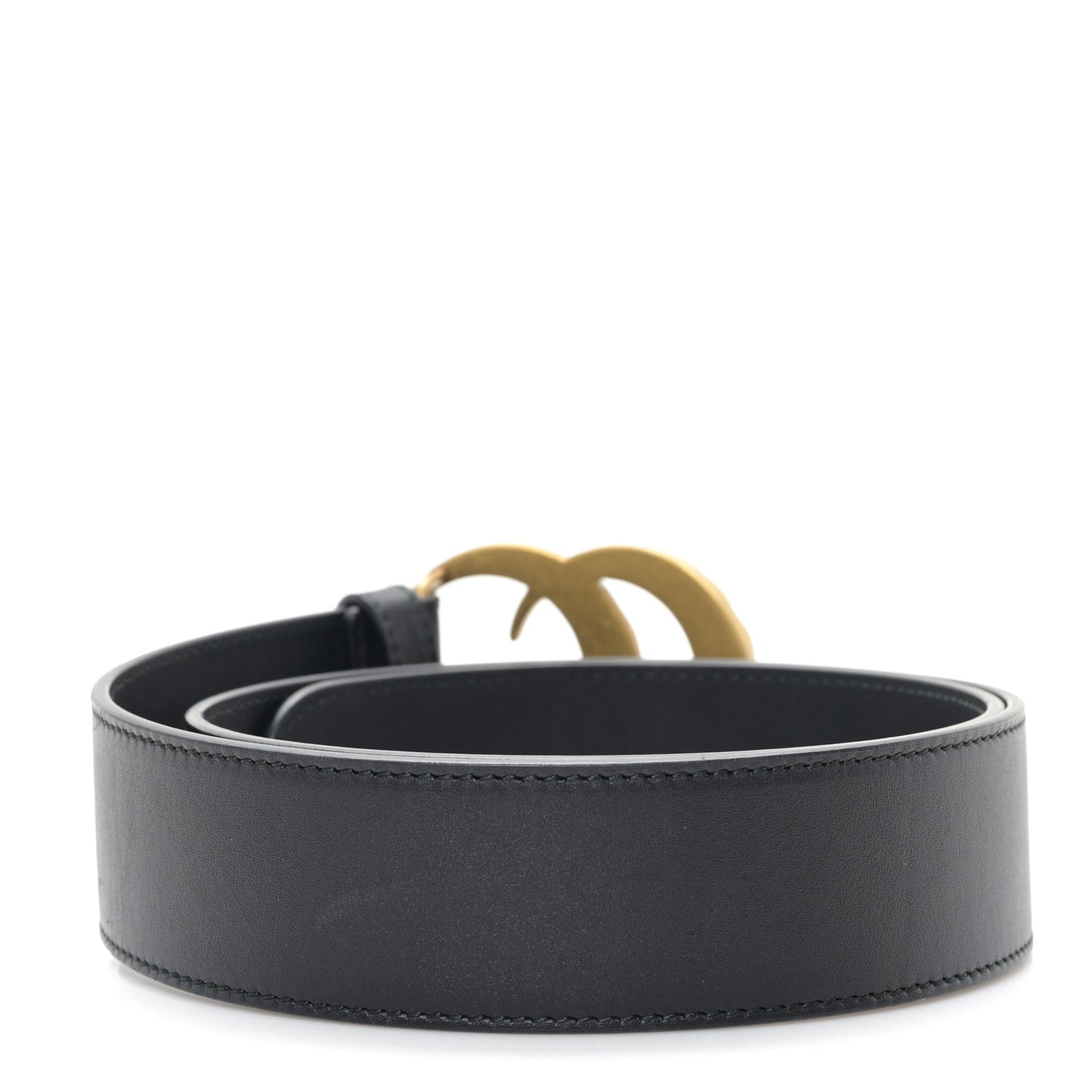 Moon Calfskin Pearl Double G 40mm Belt 80 32 Black Cream