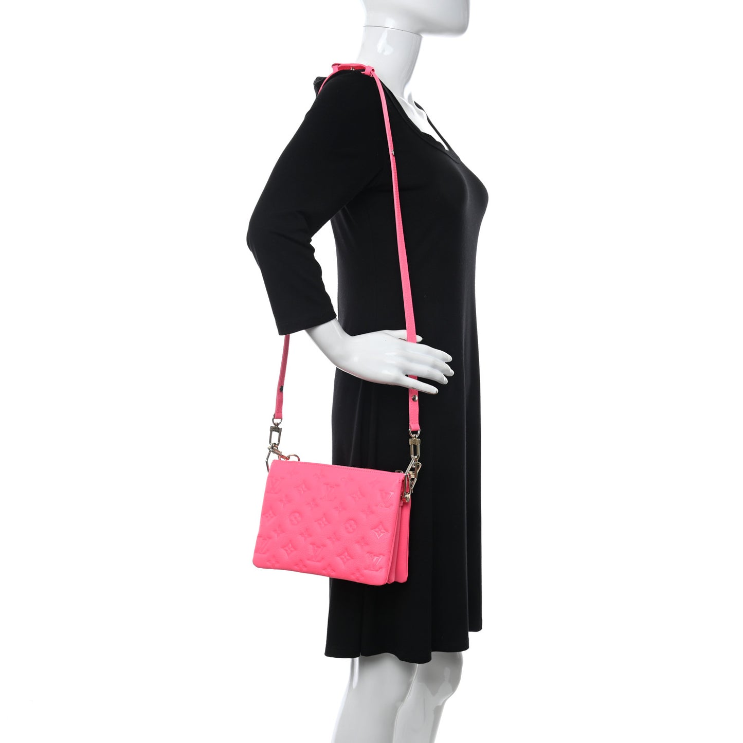 Calfskin Embossed Monogram Coussin BB Rose Fluo