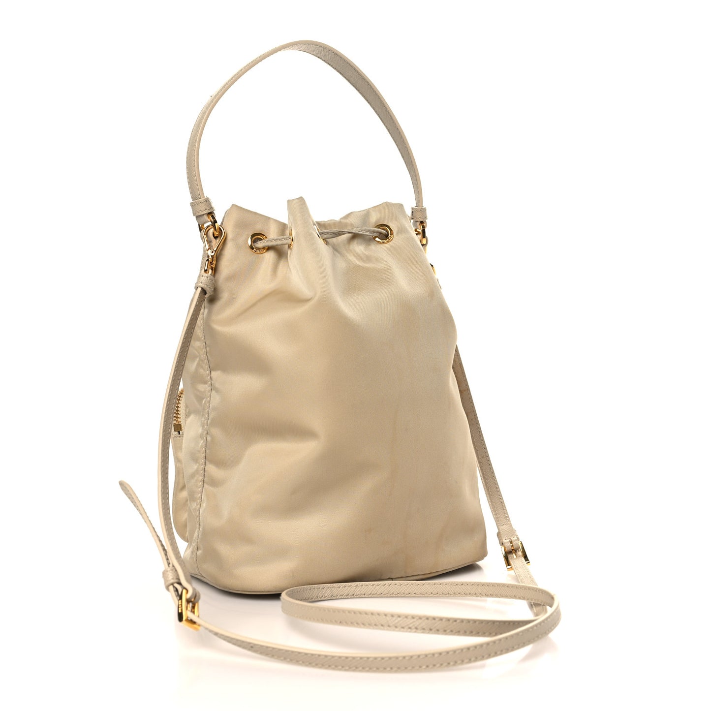 Re-Nylon Saffiano Duet Bucket Crossbody Bag Deserto