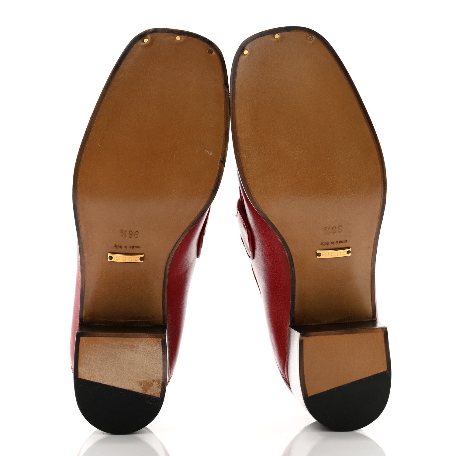 Gucci Malaga Kid Horsebit Loafer Pumps 36.5 Hibiscus Red Emerald 5 of 11