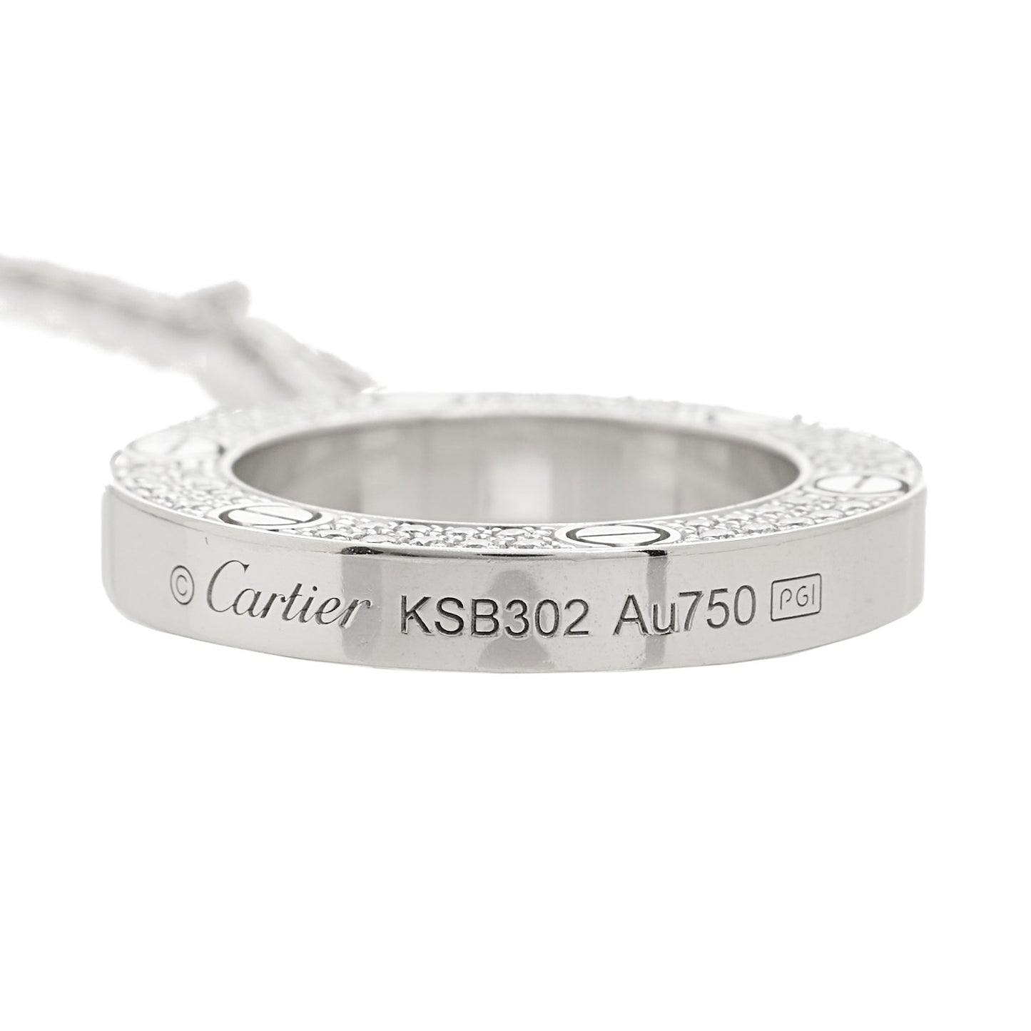 18K White Gold Diamond LOVE Paved Necklace