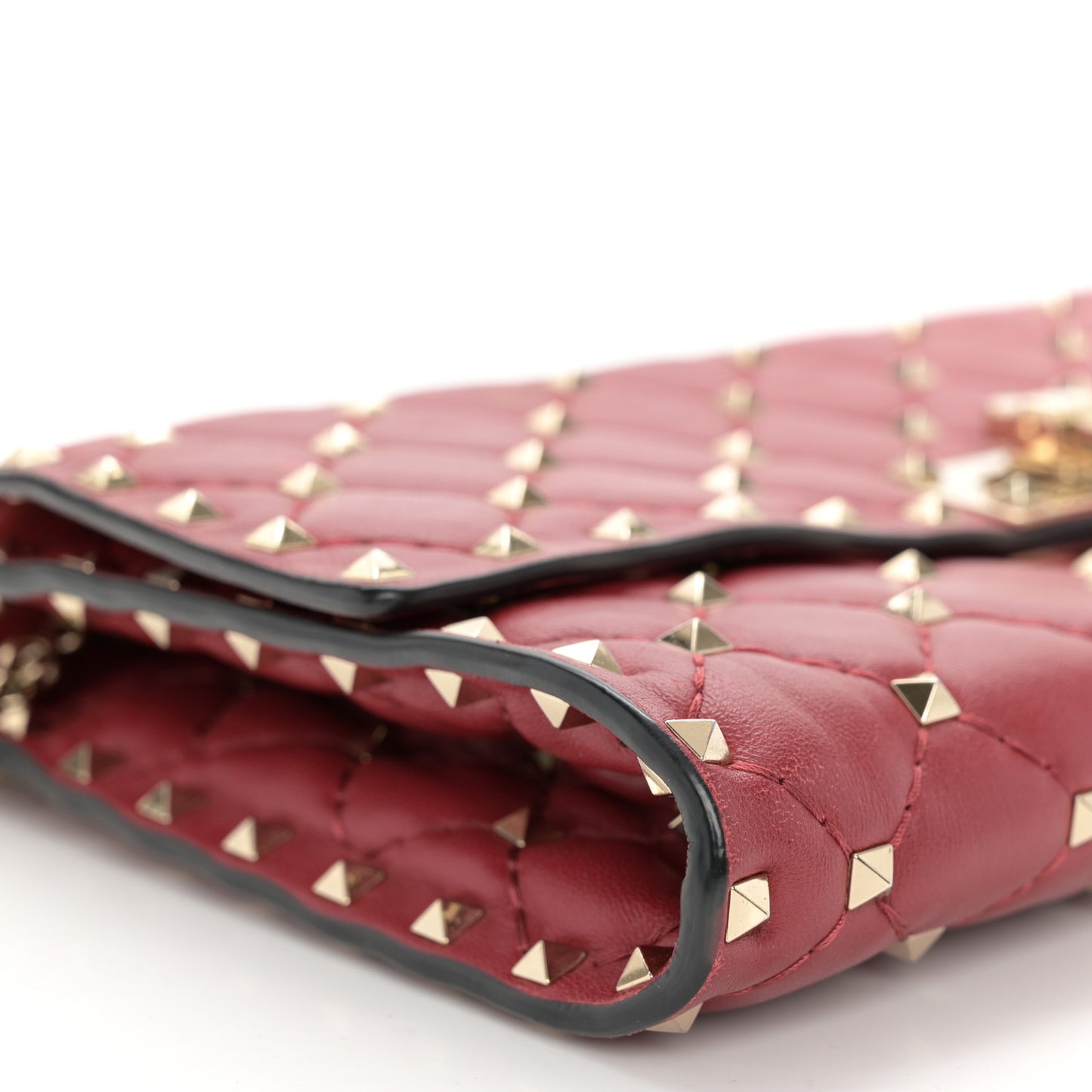 Nappa Rockstud Spike Wallet on Chain Rubino