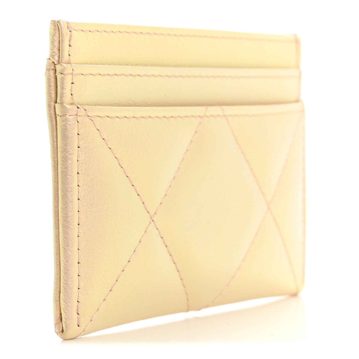 Chanel Metallic Goatskin Quilted Chanel 19 Card Holder Gold 3 of 10