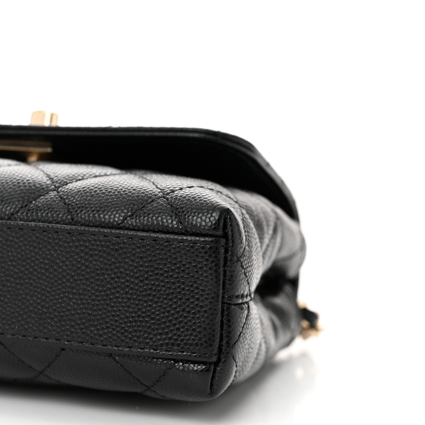 Caviar Quilted Coco Handle Clutch With Chain Black