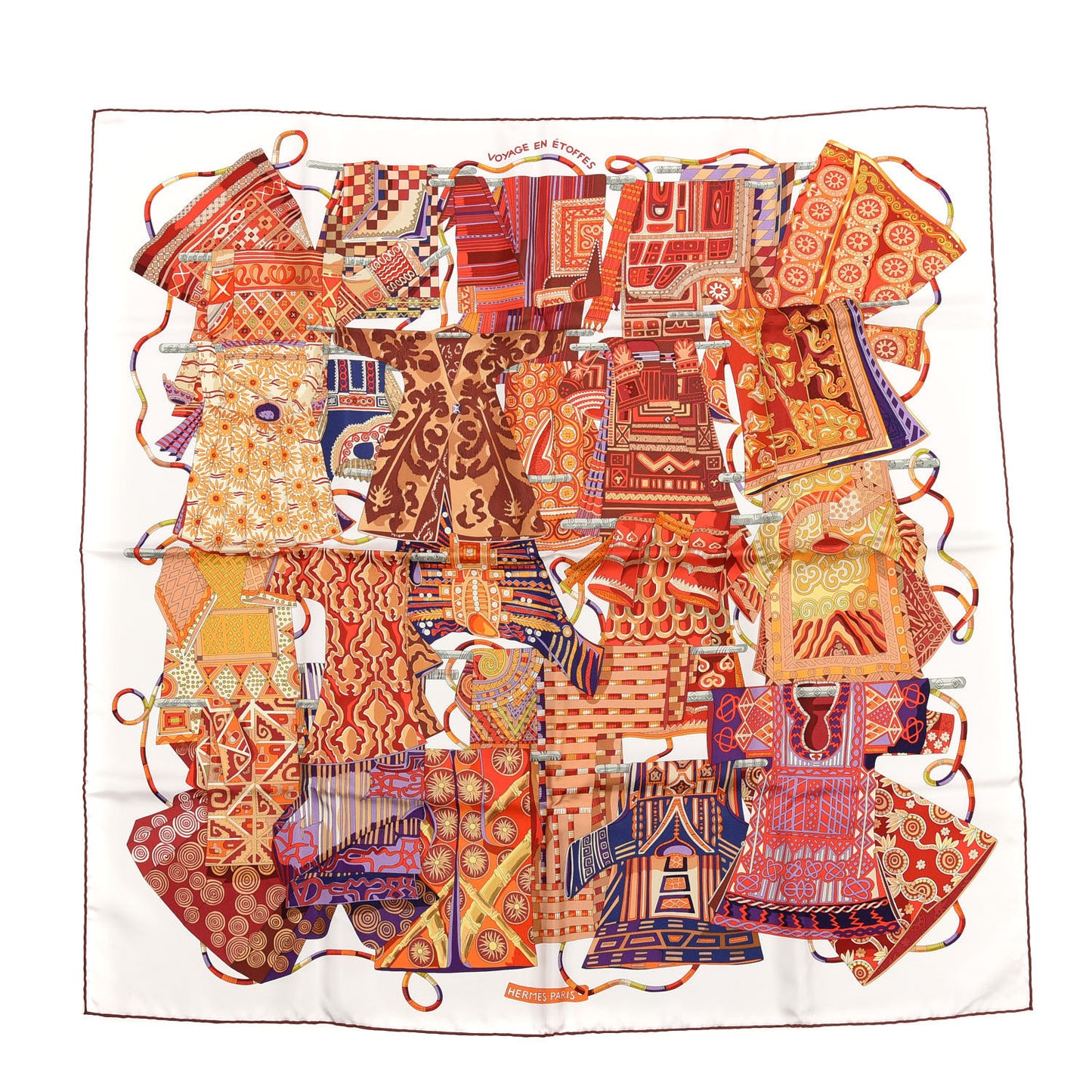 Silk Voyage En Etoffes Scarf 90 White Rouge H