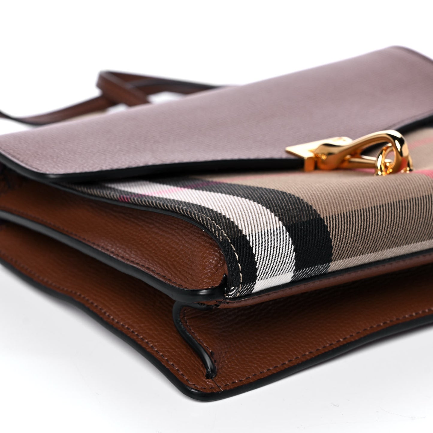 Derby Calfskin House Check Small Macken Crossbody Bag Tan