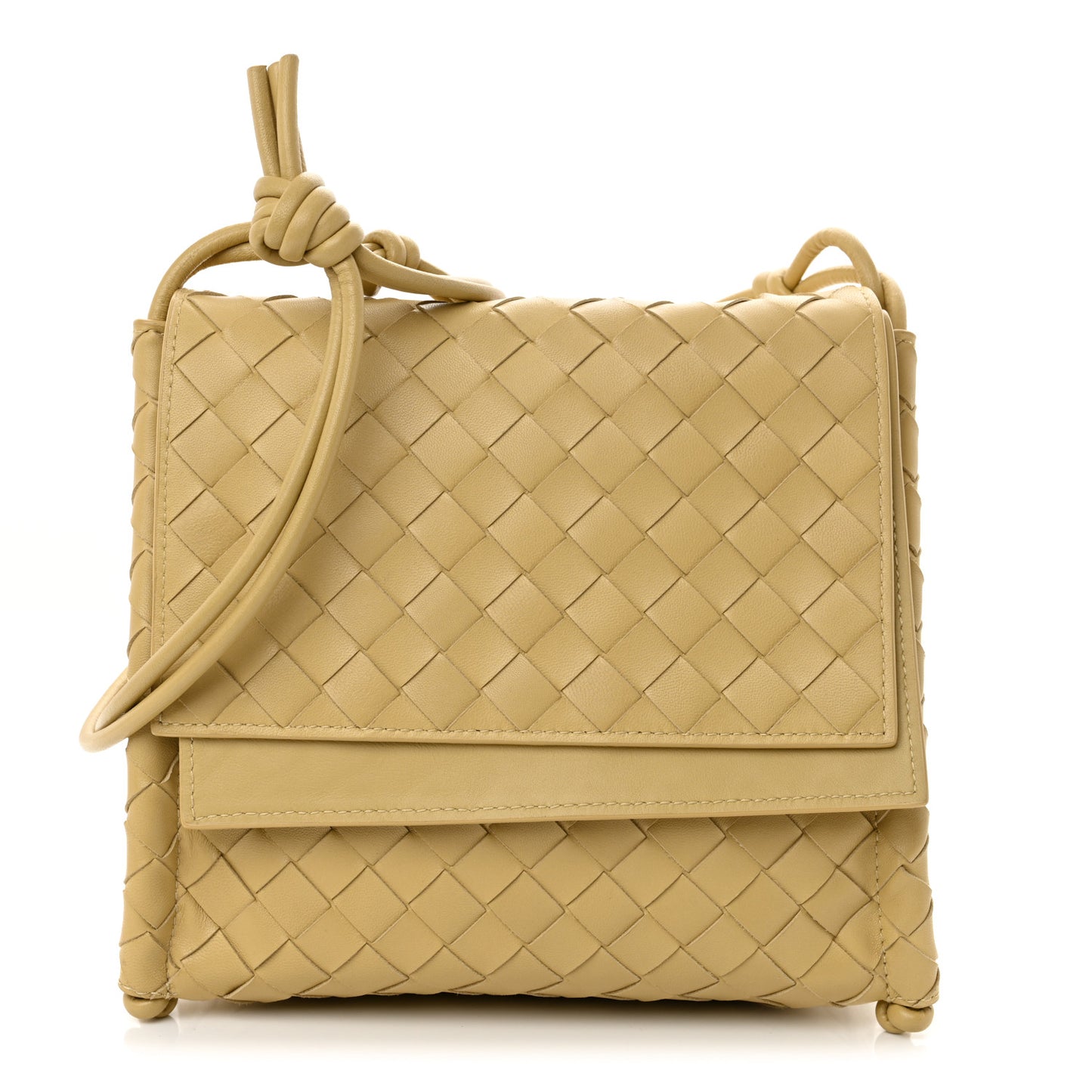 Nappa Intrecciato Small Knot Flap Crossbody Tapioca