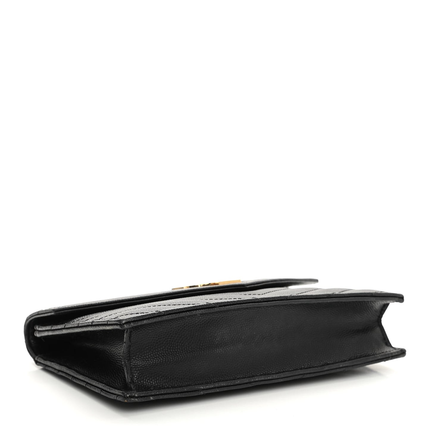 Grain De Poudre Matelasse Chevron Monogram Envelope Chain Wallet Black