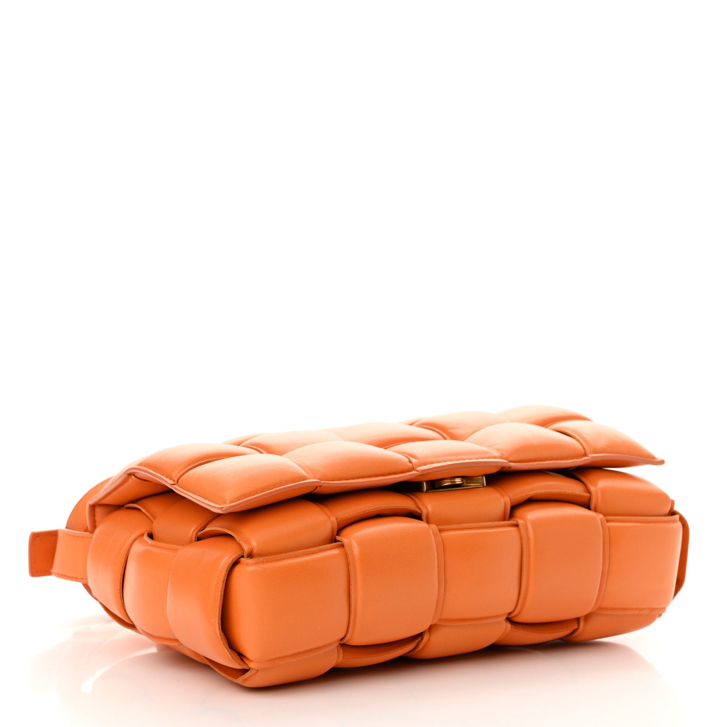 Nappa Maxi Intreccio Padded Cassette Crossbody Bag Orange