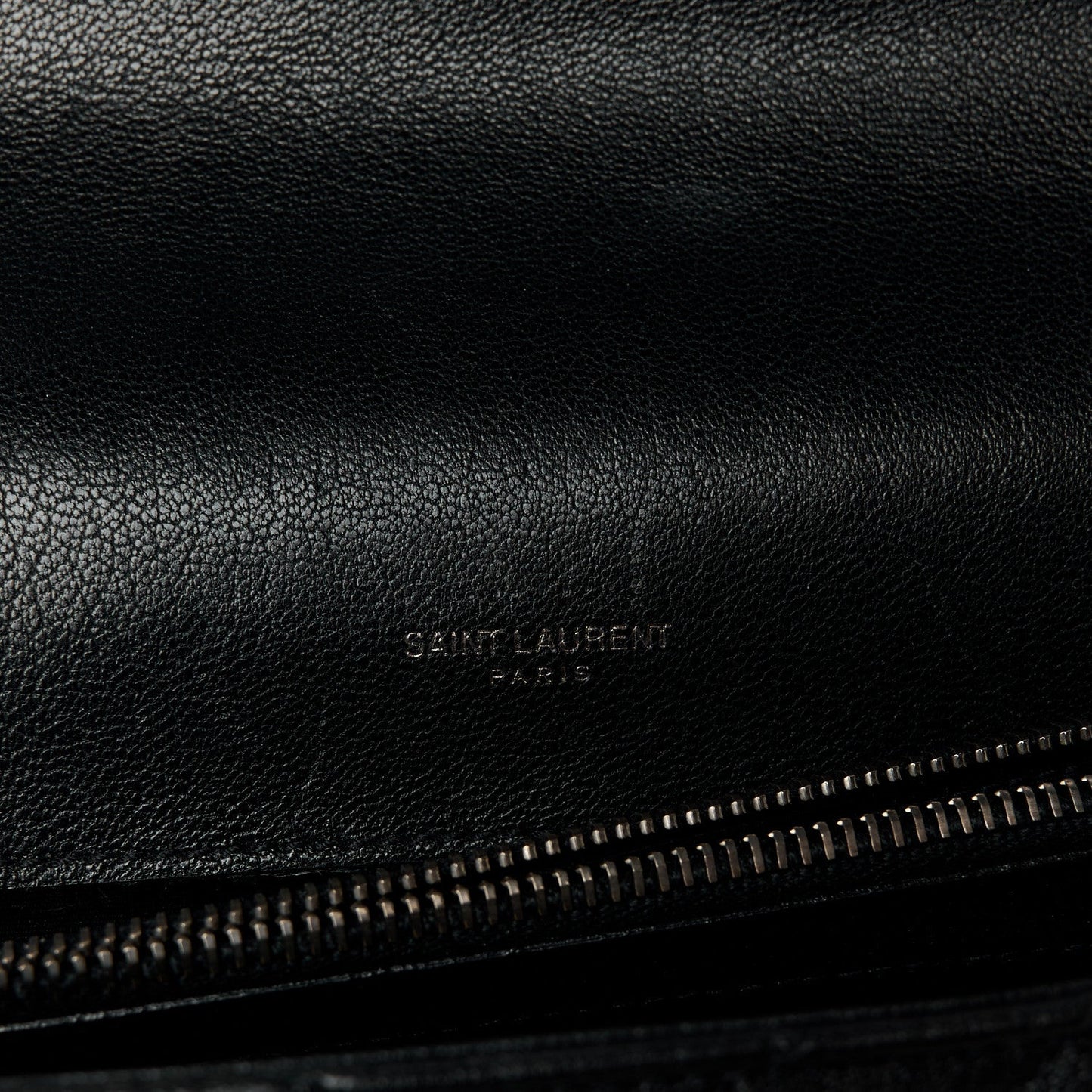 Sheepskin Matelasse Chevron Monogram Large College Satchel Black