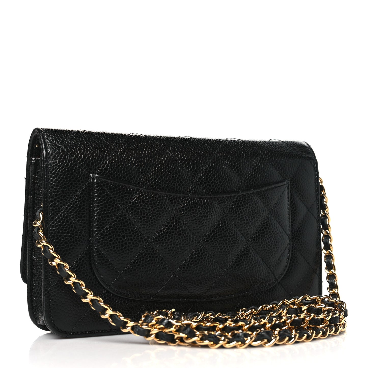 Caviar Quilted Wallet on Chain WOC Black