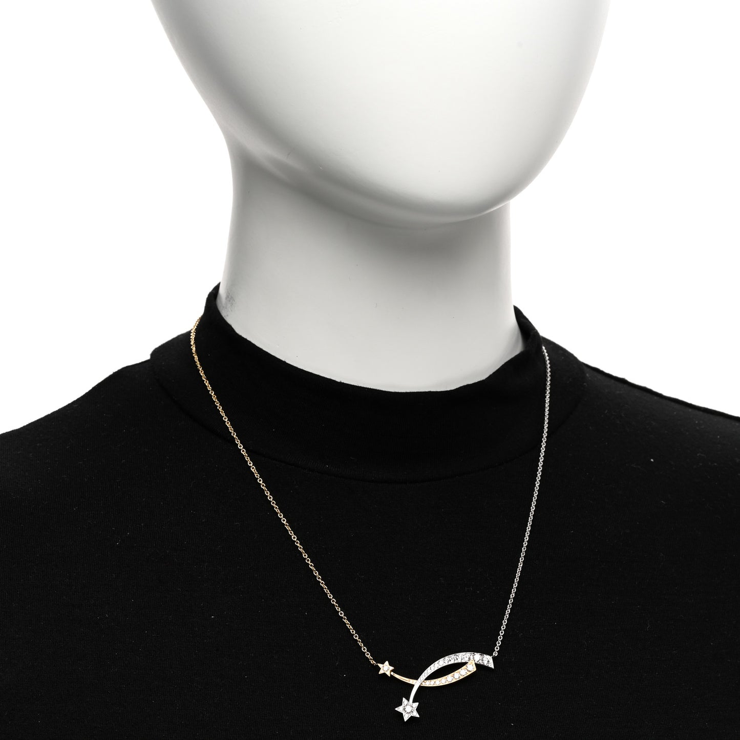 18K White Yellow Gold Diamond Etoile Filante Necklace