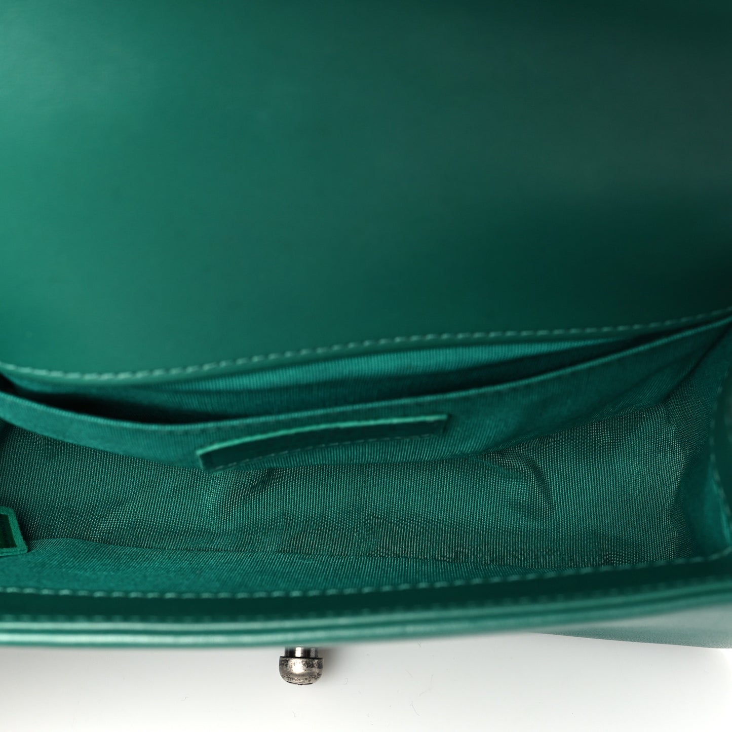 Lambskin Quilted Small Boy Flap Green