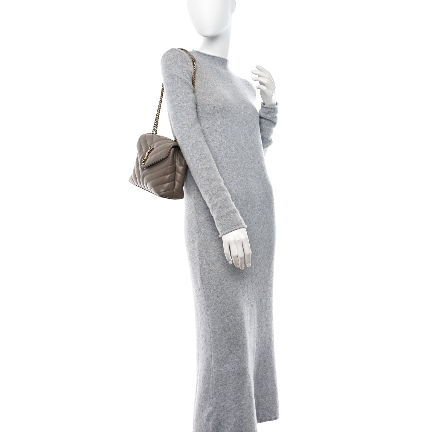 Calfskin Y Quilted Monogram Small Loulou Chain Satchel Taupe