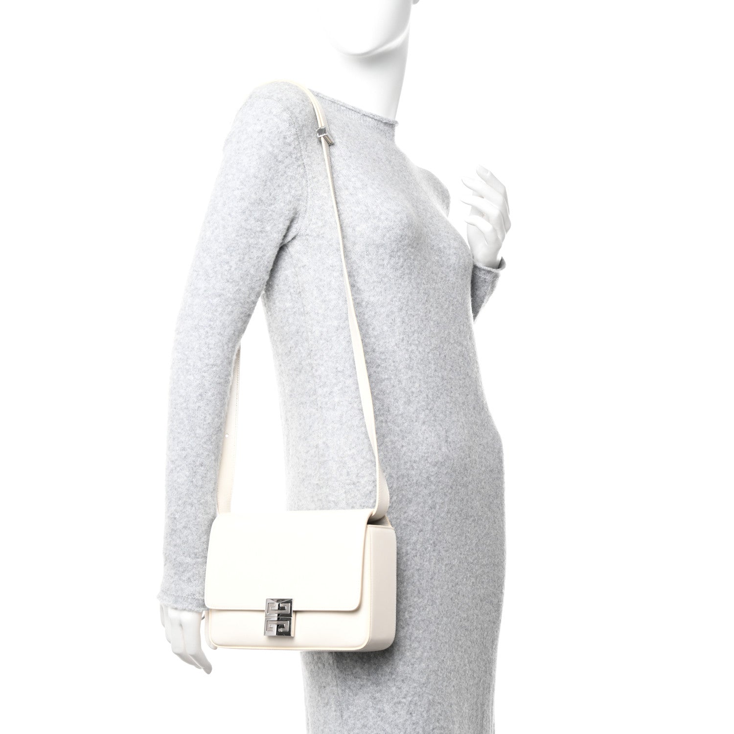 Givenchy Box Calfskin Medium 4G Shoulder Bag Ivory 2 of 17