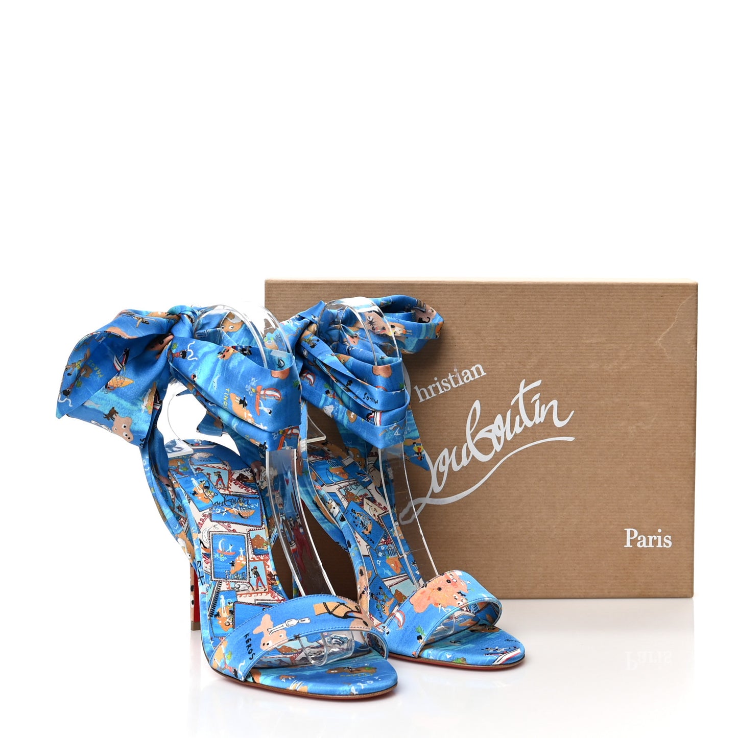 Crepe Satin Greekaba Du Desert 100 Sandal 38.5 Blue Multicolor