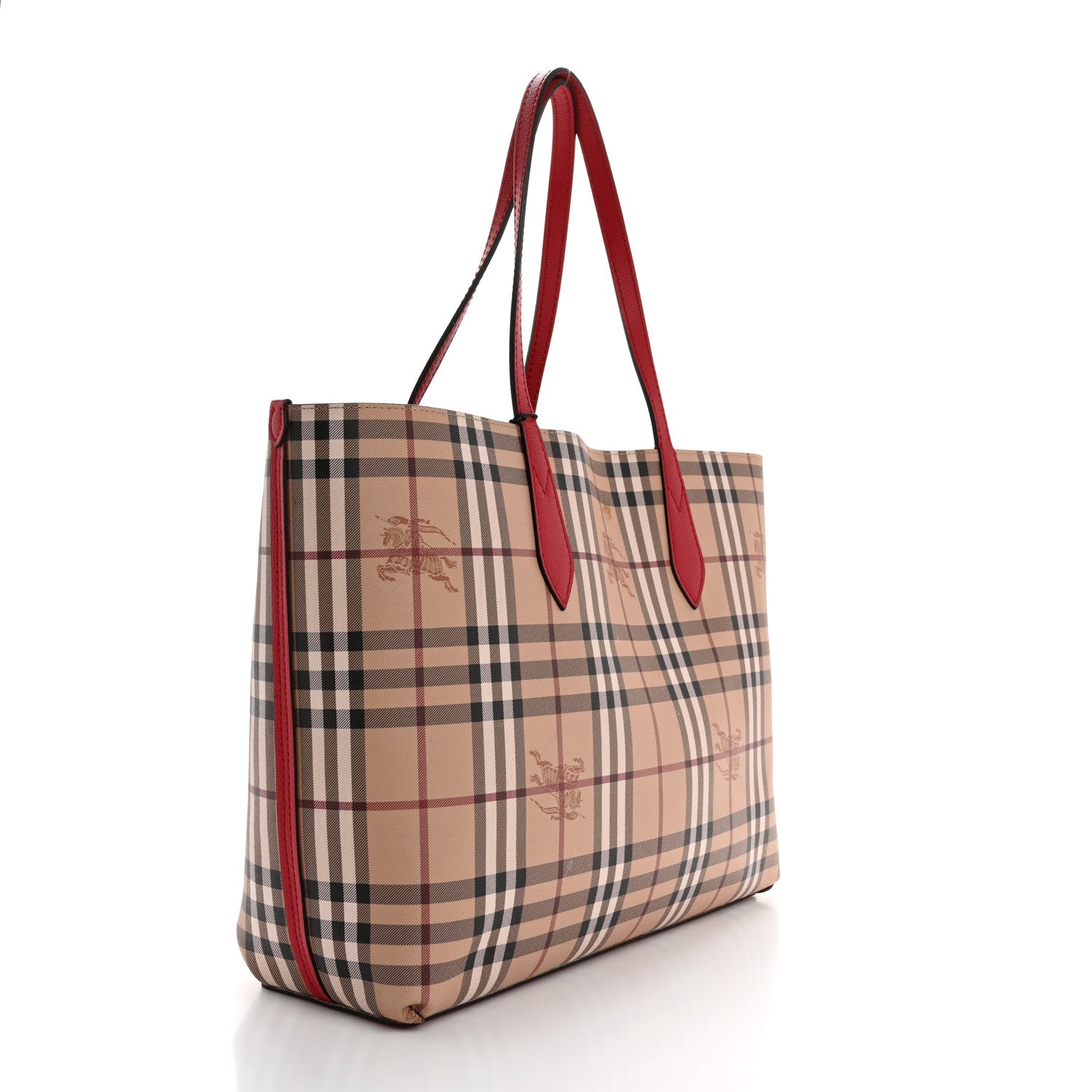Burberry Haymarket Check Medium Reversible Tote Poppy Red 4 of 21