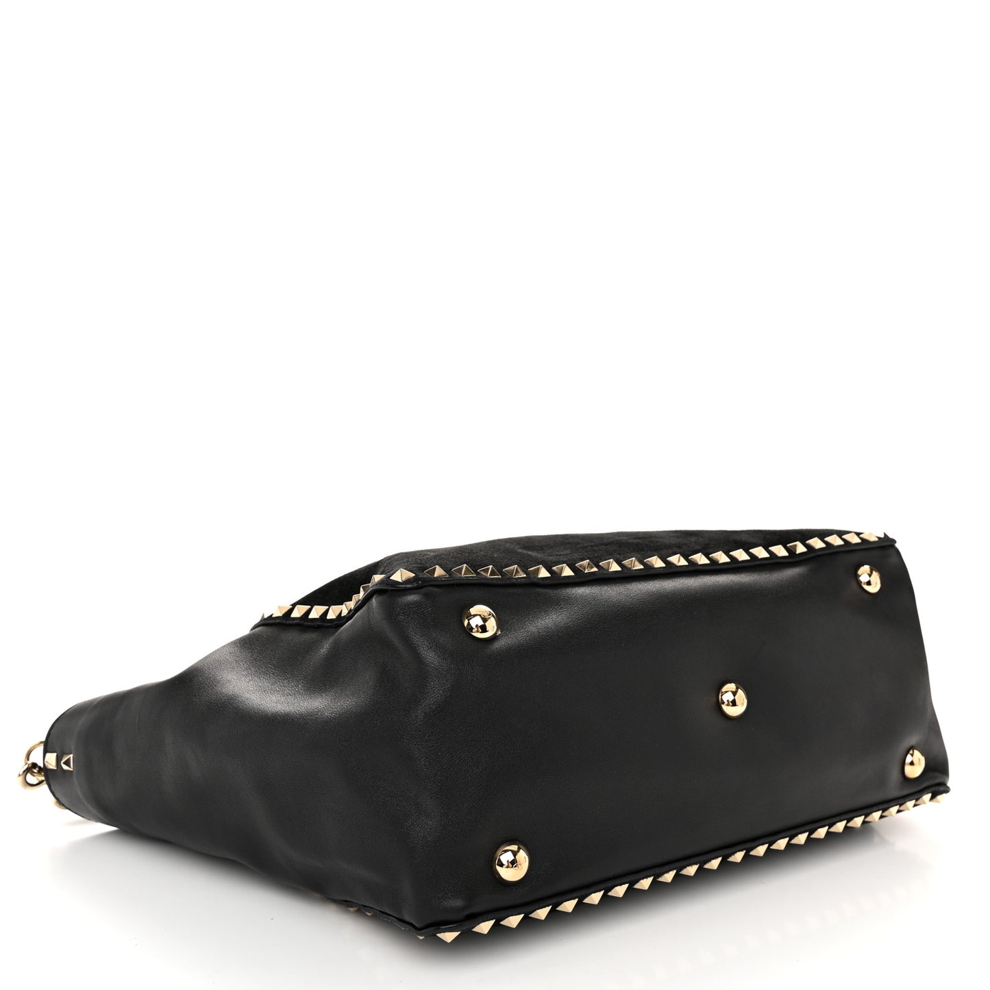 Suede Calfskin Medium Rockstud Tote Black