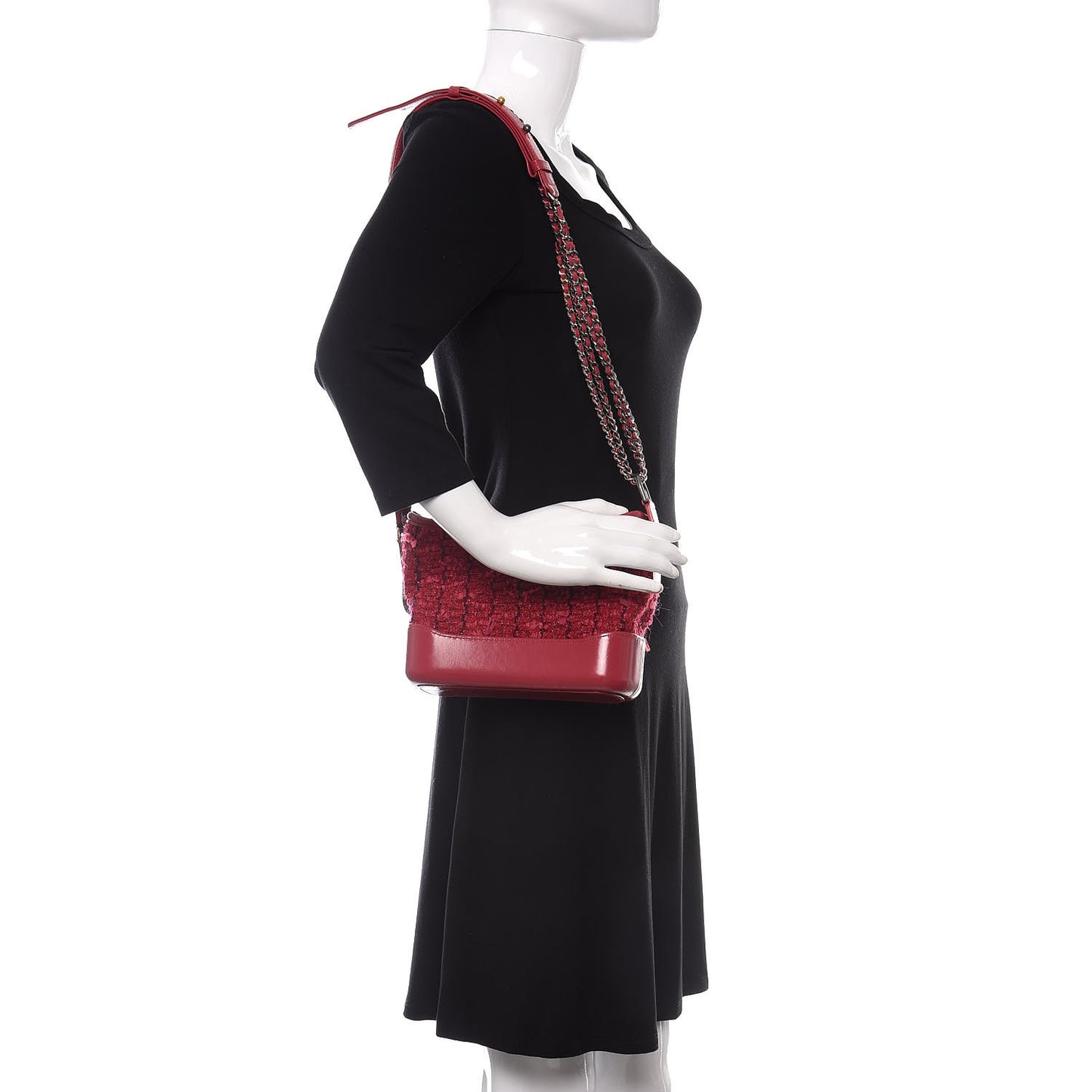 Tweed Calfskin Small Gabrielle Hobo Pink