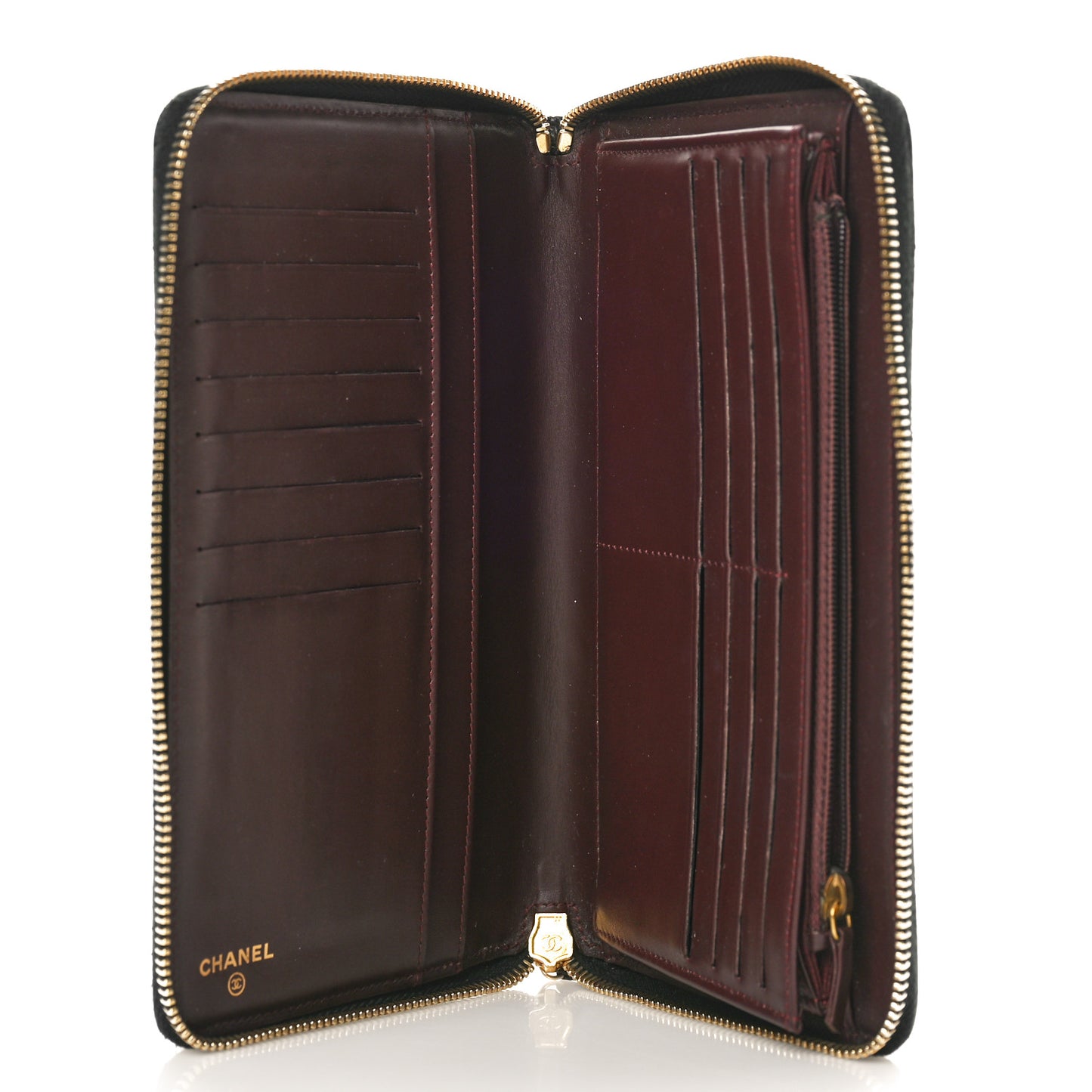 Caviar Quilted Large Zip Around Organizer Wallet Black