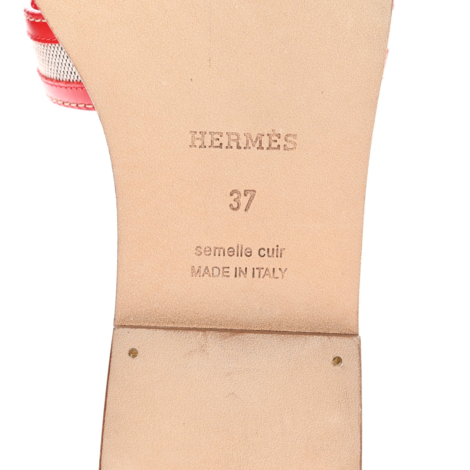 Hermes Canvas Calfskin Oran Sandals 37 Prunoir Rouge A Levre 6 of 7