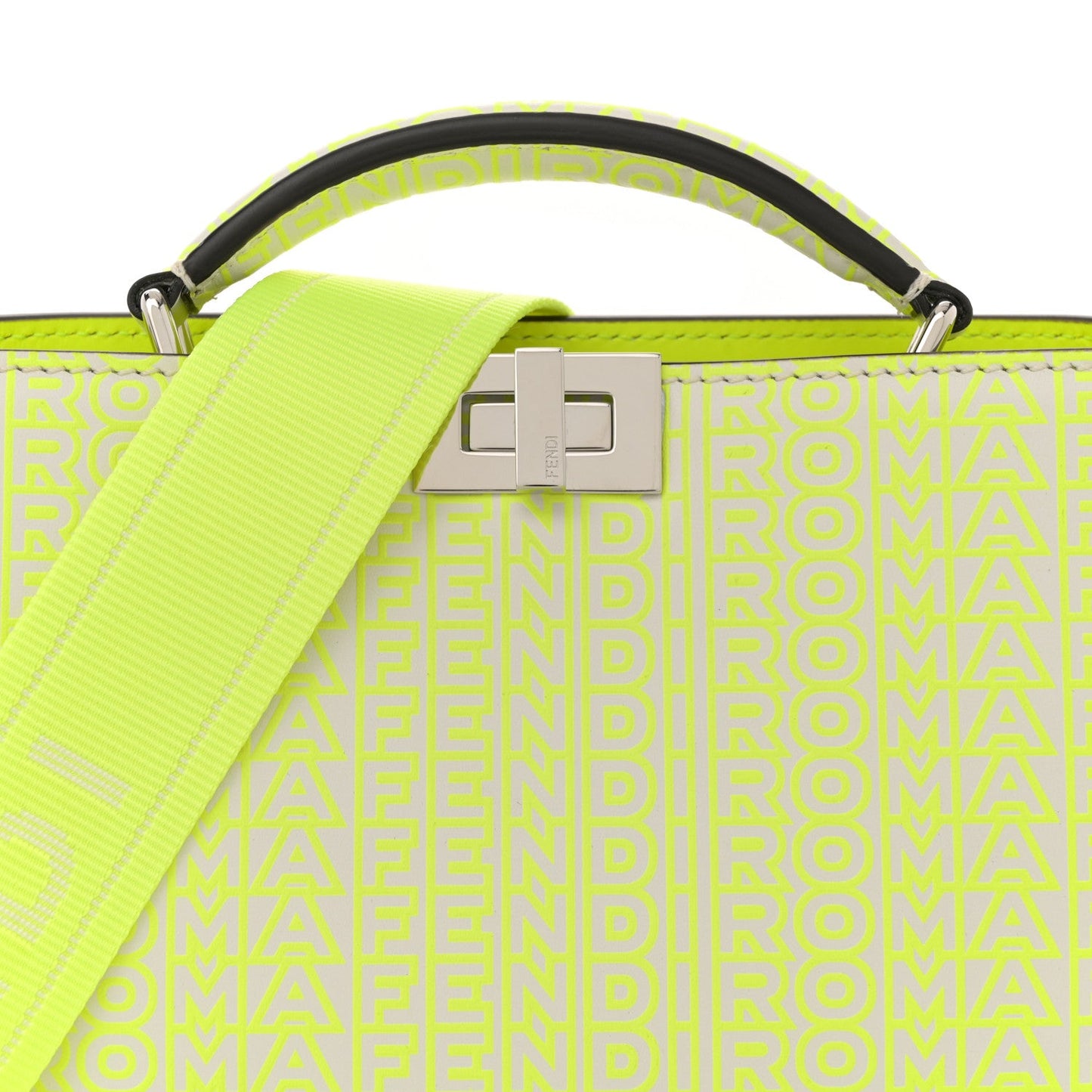X MARC JACOBS Vitello King Cover Micro Fendi Roma Embossed Peekaboo I See U X Cross Satchel Neon Yellow