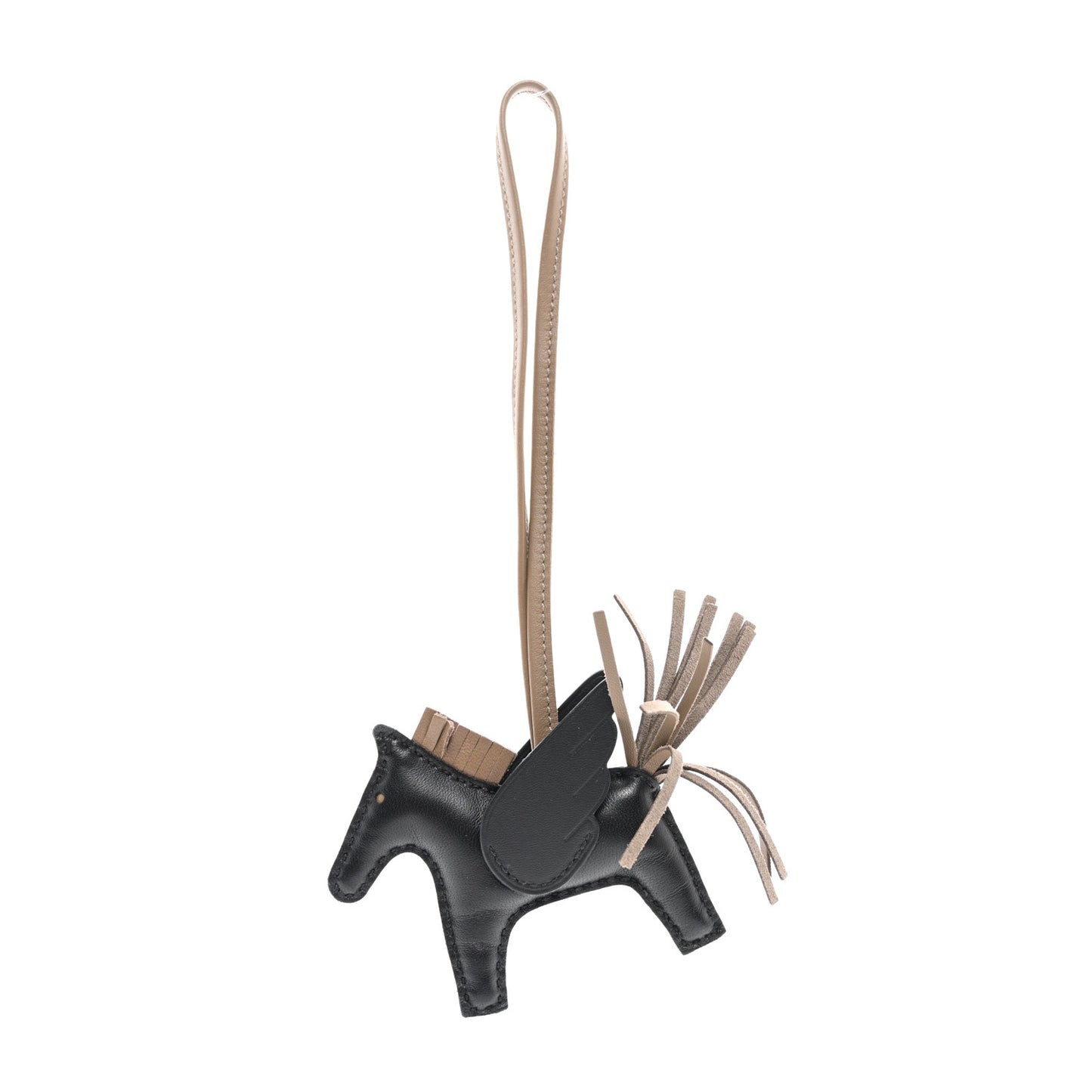 Milo Lambskin Grigri Rodeo Pegase Horse Bag Charm PM Black Etoupe