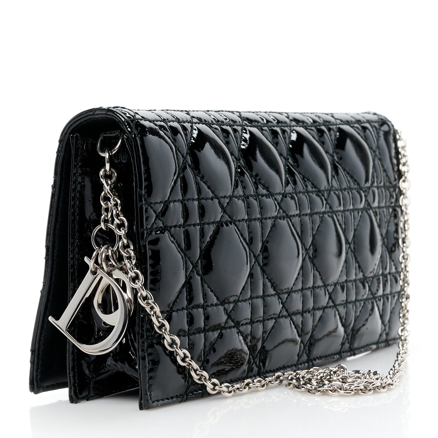 Patent Cannage Lady Dior Convertible Clutch Black