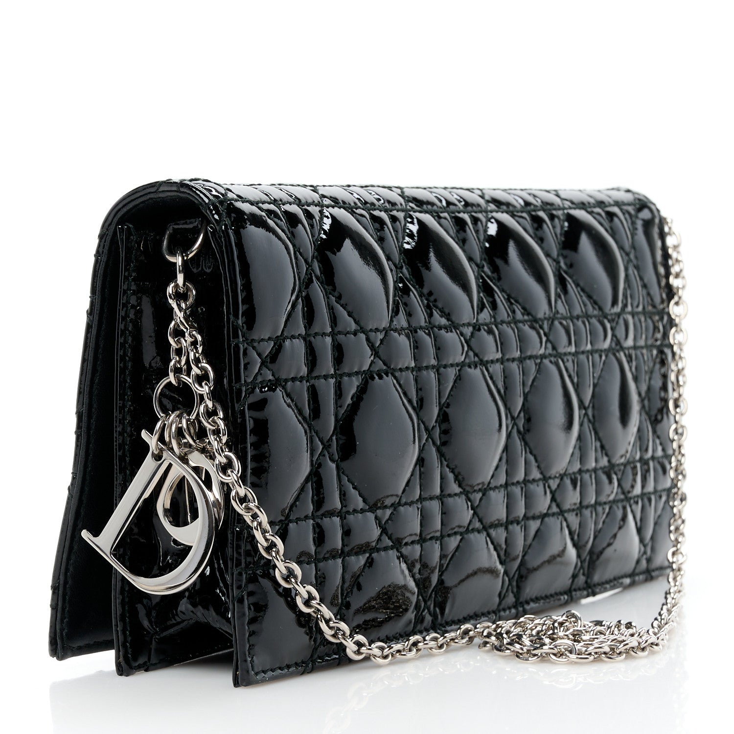 Christian Dior Patent Cannage Lady Dior Convertible Clutch Black 2 of 9