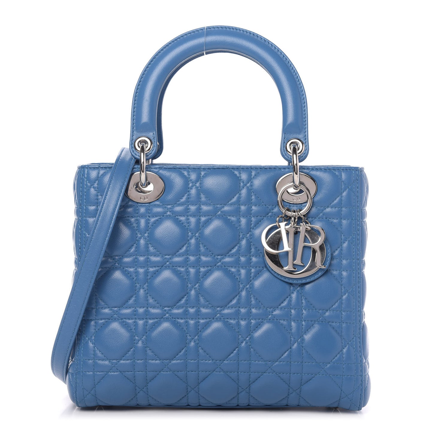 Lambskin Cannage Medium Lady Dior Blue Pastel