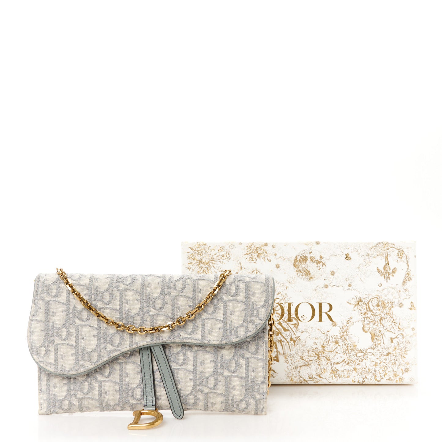 Oblique Saddle Chain Long Wallet Grey