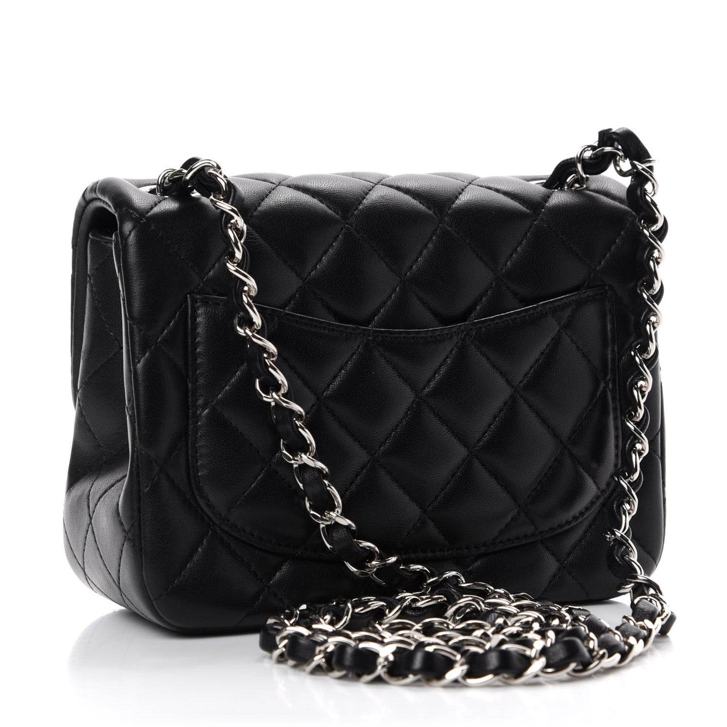Lambskin Quilted Mini Square Flap Black
