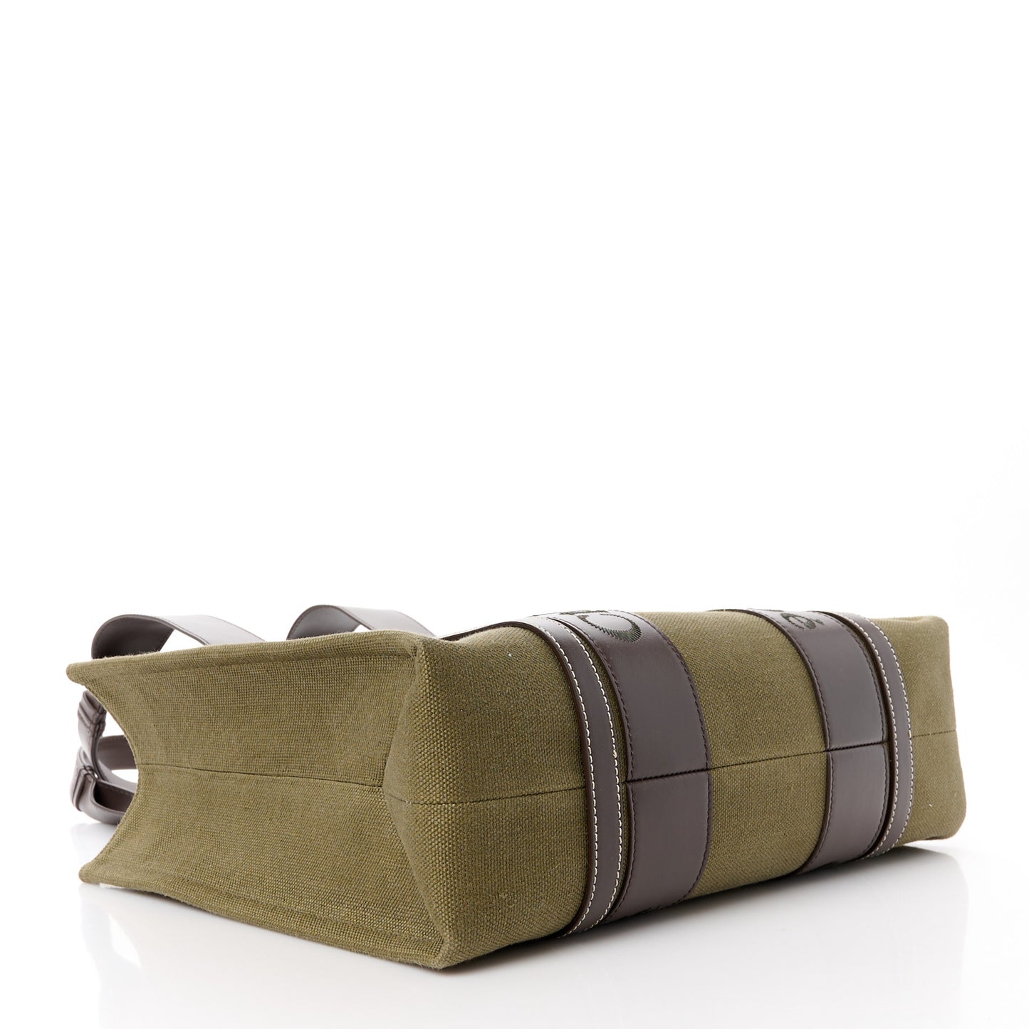 Linen Calfskin Medium Woody Tote Warm Green