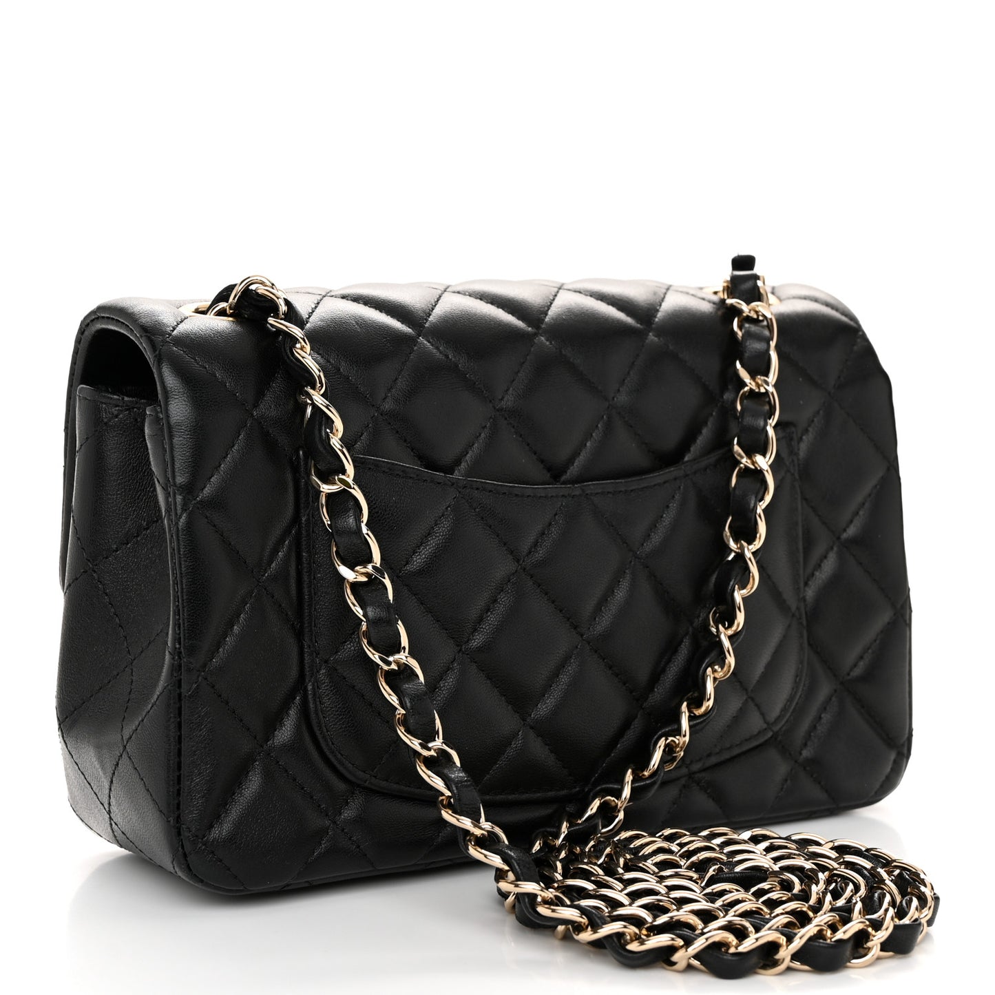 Lambskin Quilted Mini Rectangular Flap Black