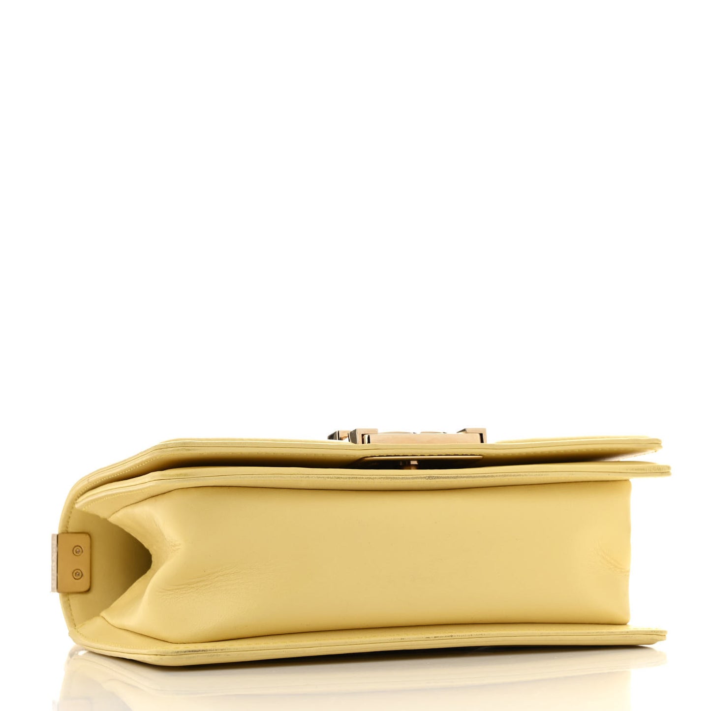 Lambskin Quilted Small Boy Flap Yellow