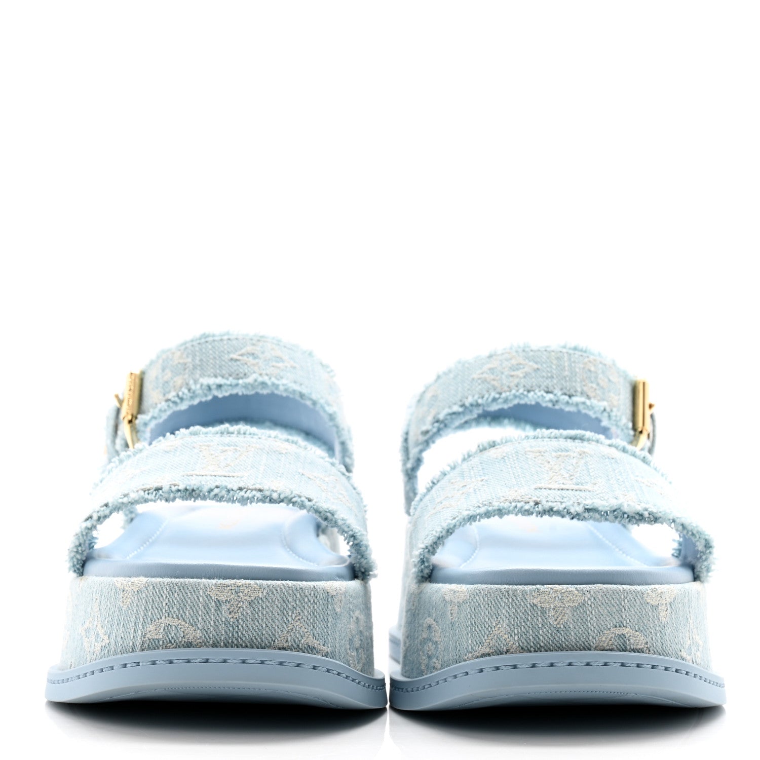 Louis Vuitton Denim Maya Flatform Sandals 38 Light Blue 2 of 9