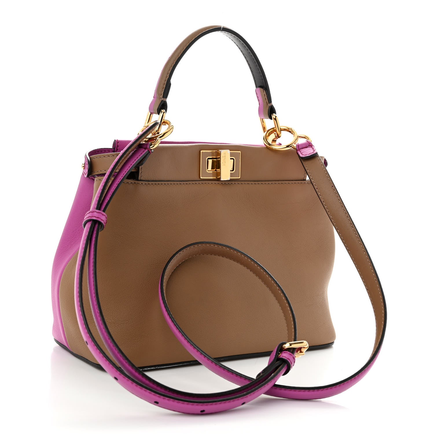 Fendi Vitello Seta Nappa Plexiglass Bi-Color Mini Peekaboo Iconic Satchel Bouganville Sand 3 of 13
