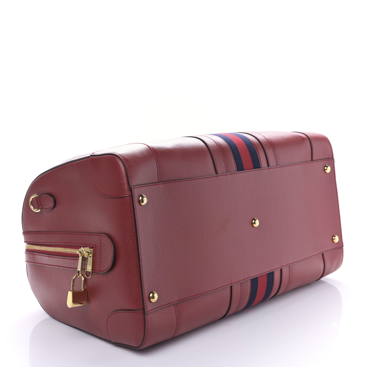 Gucci Textured Dollar Calfskin Web Large Savoy Duffle Bag Red 4 of 8