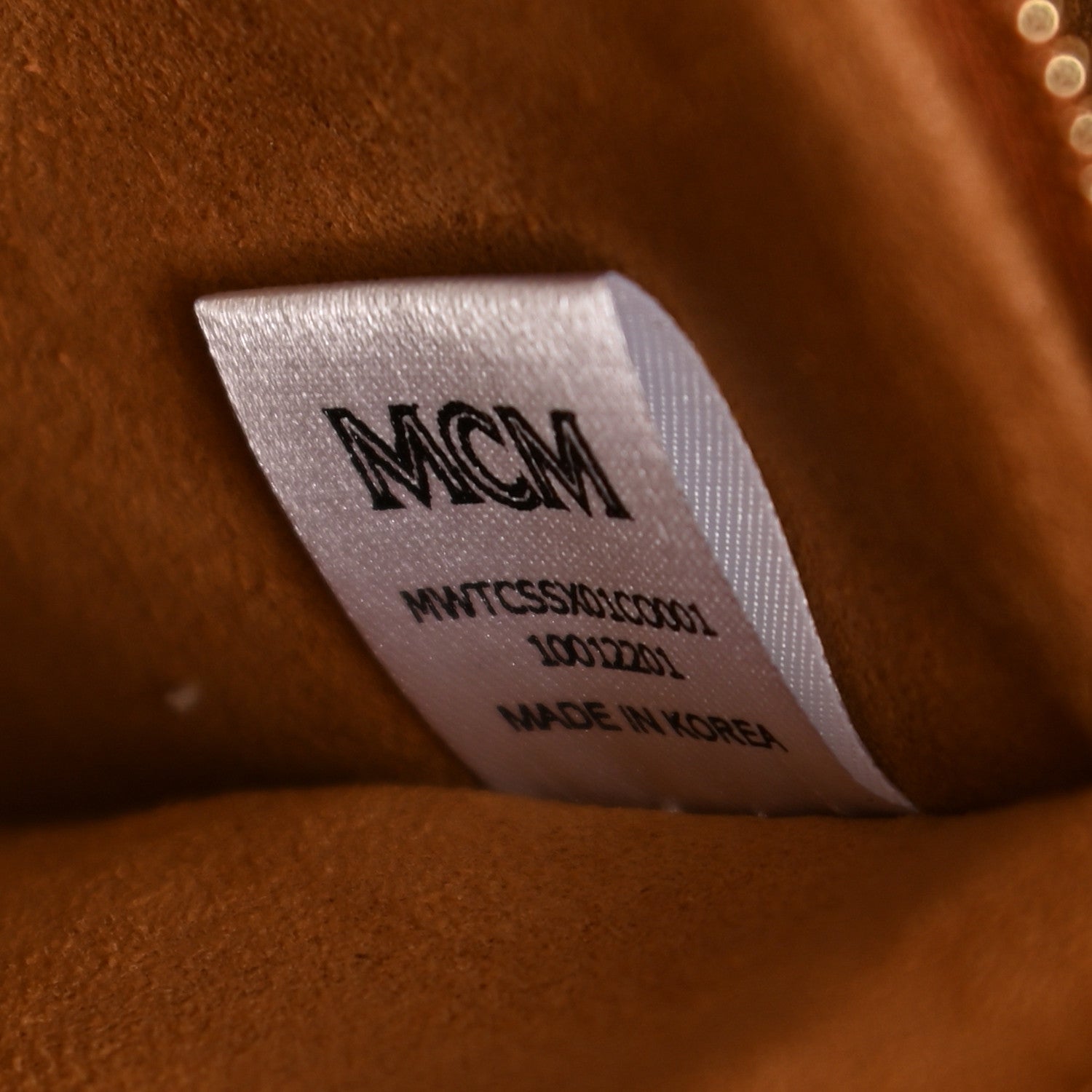 MCM Calfskin Logo Large Tote Cognac 7 of 10