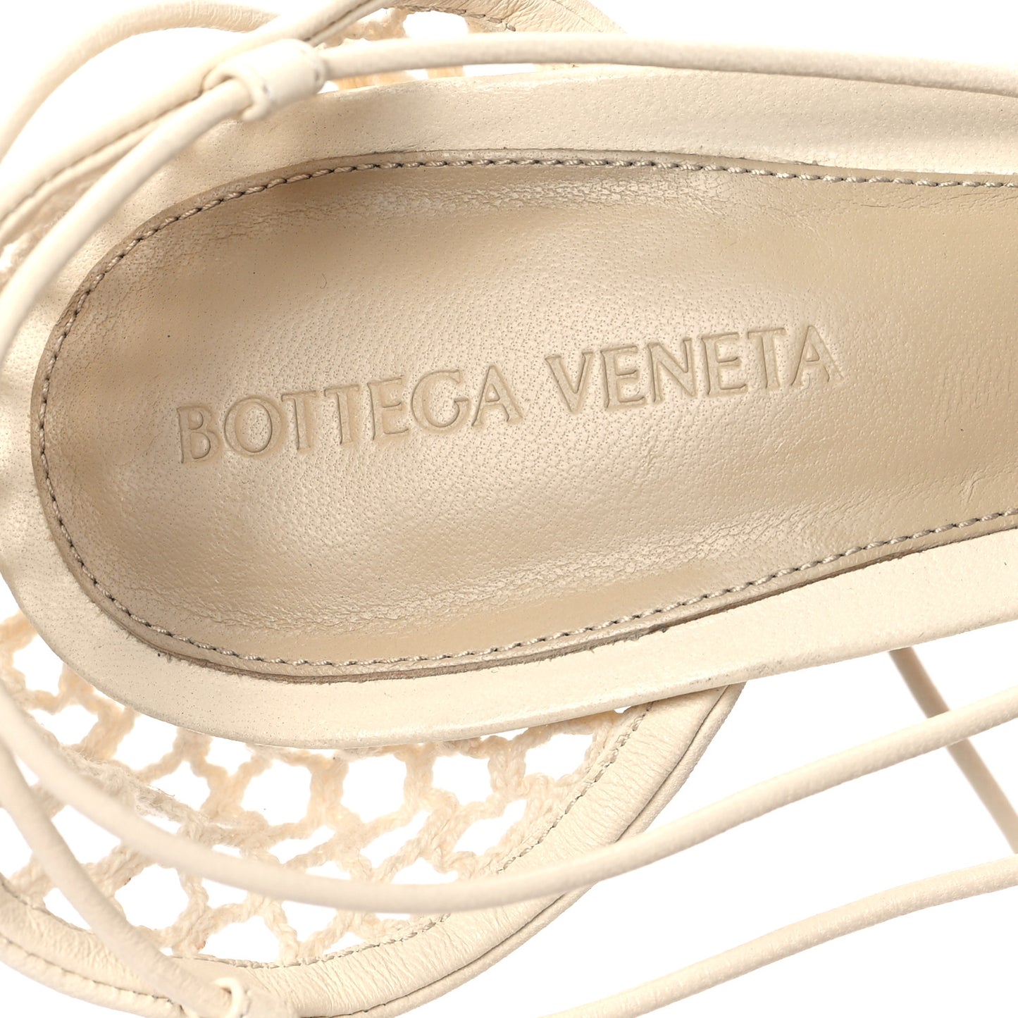 Mesh Nappa Stretch Ankle Tie Sandals 41 Toile