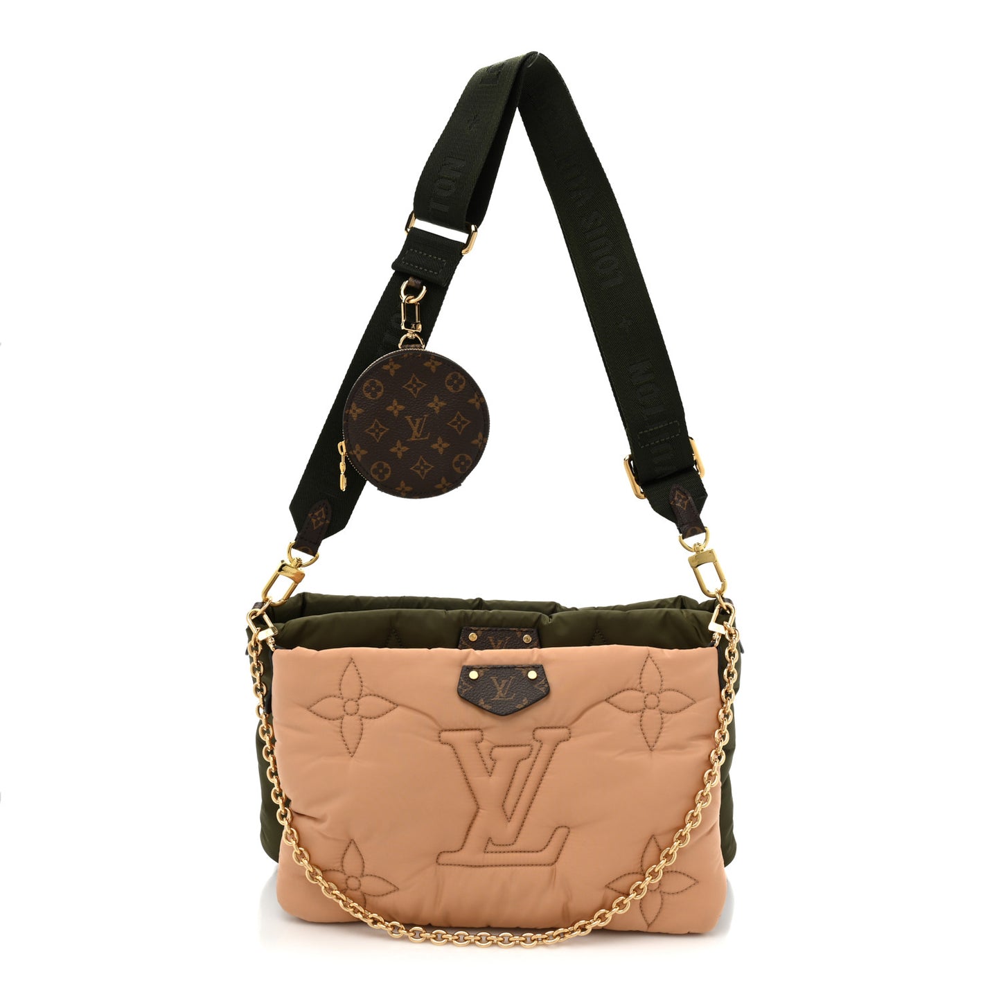Econyl Monogram Pillow Maxi Multi Pochette Accessories Kaki Beige