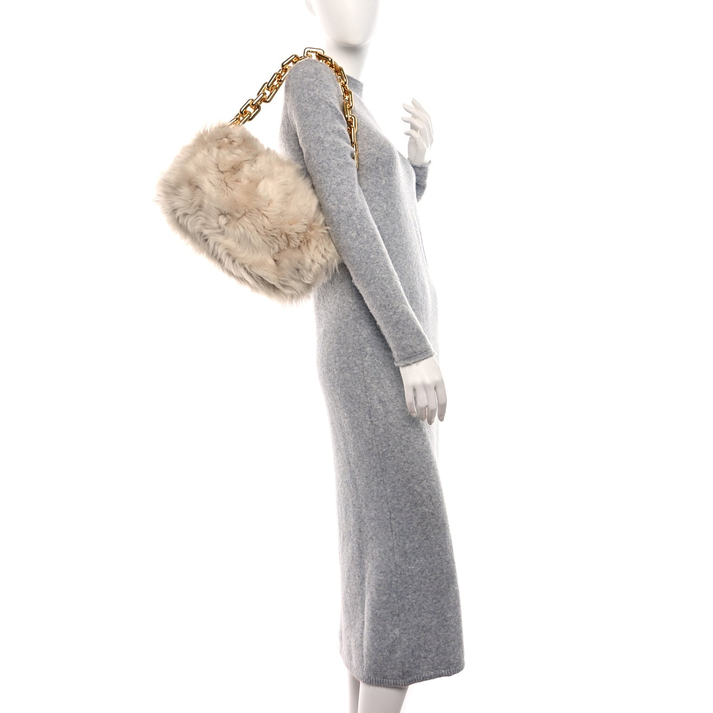 Shearling Lambskin The Pouch Chain White