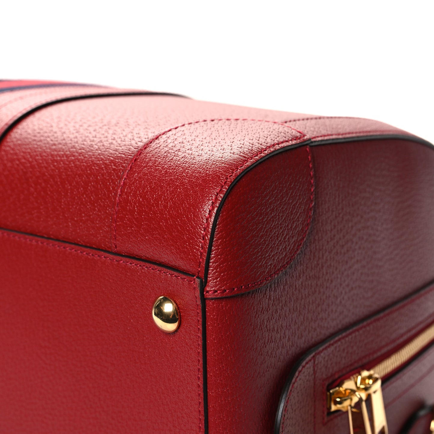 Textured Dollar Calfskin Web Large Duffle Bag Red
