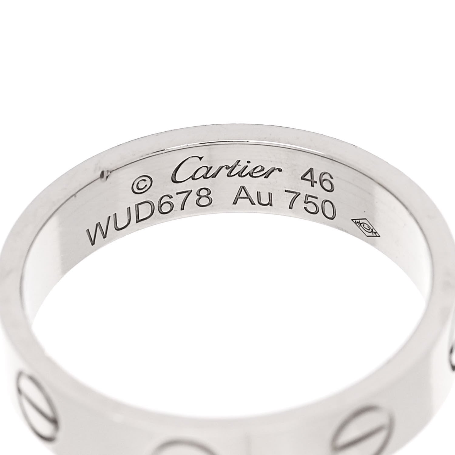 Cartier 18K White Gold 3.5mm LOVE Wedding Band Ring 46 3.75 4 of 6