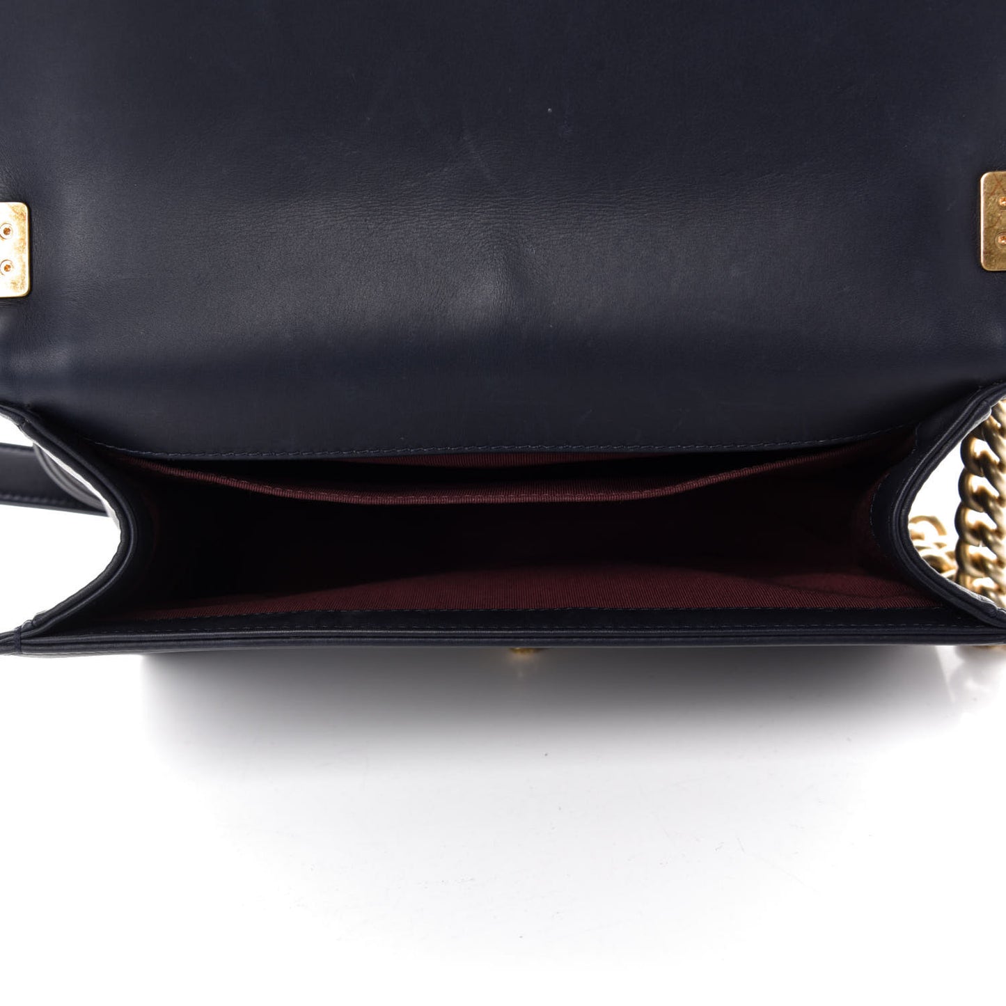 Caviar Suede Calfskin Chevron Medium Boy Flap Navy