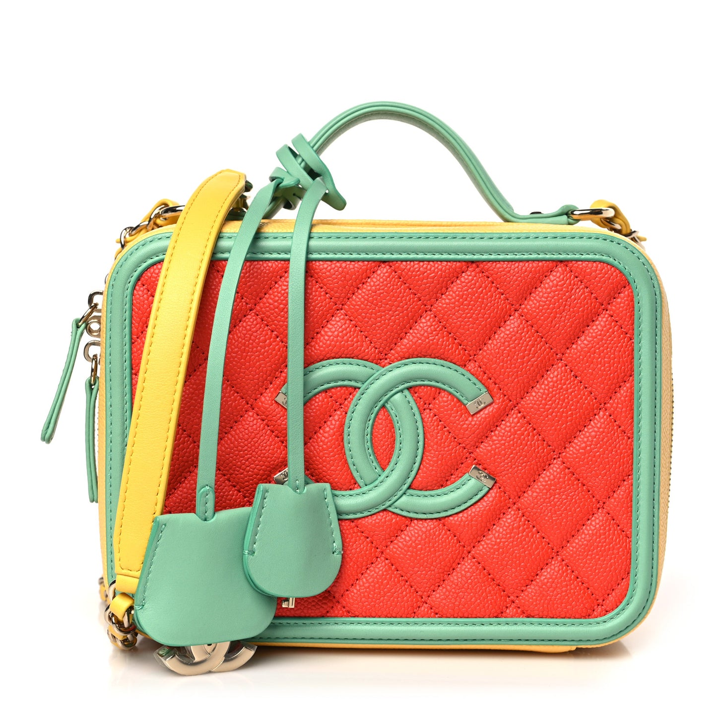 Caviar Quilted Medium CC Filigree Vanity Case Multicolor