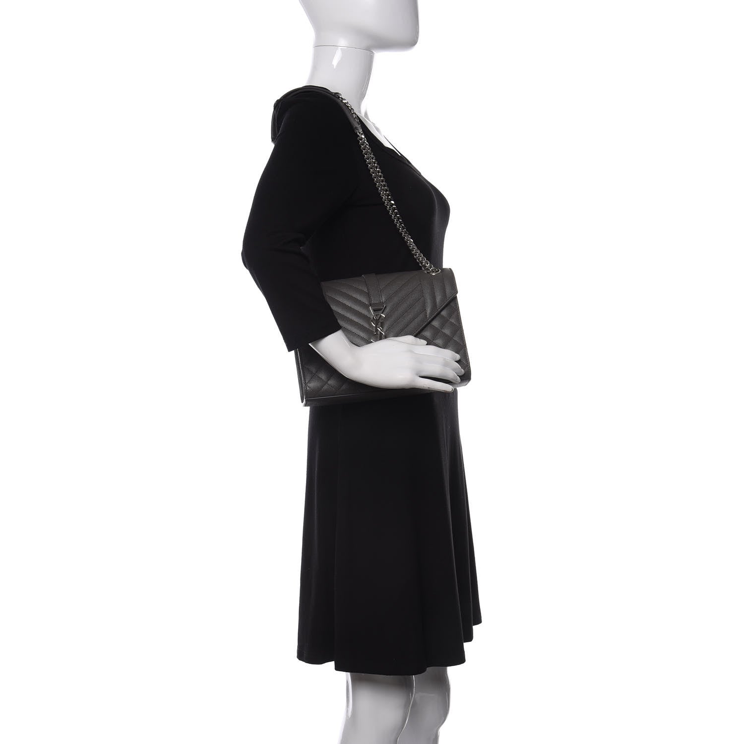 Saint Laurent Grain De Poudre Textured Mixed Matelasse Medium Triquilt Monogram Satchel Earth 2 of 10