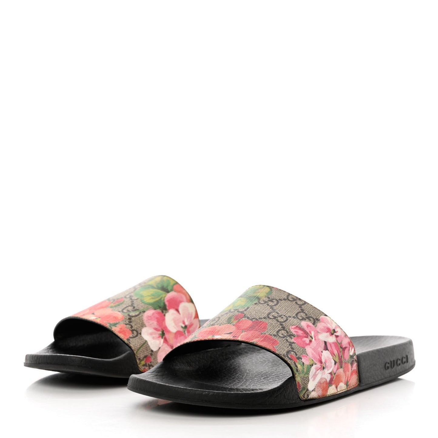 GG Supreme Monogram Blooms Slide Sandals 40 Beige Multicolor